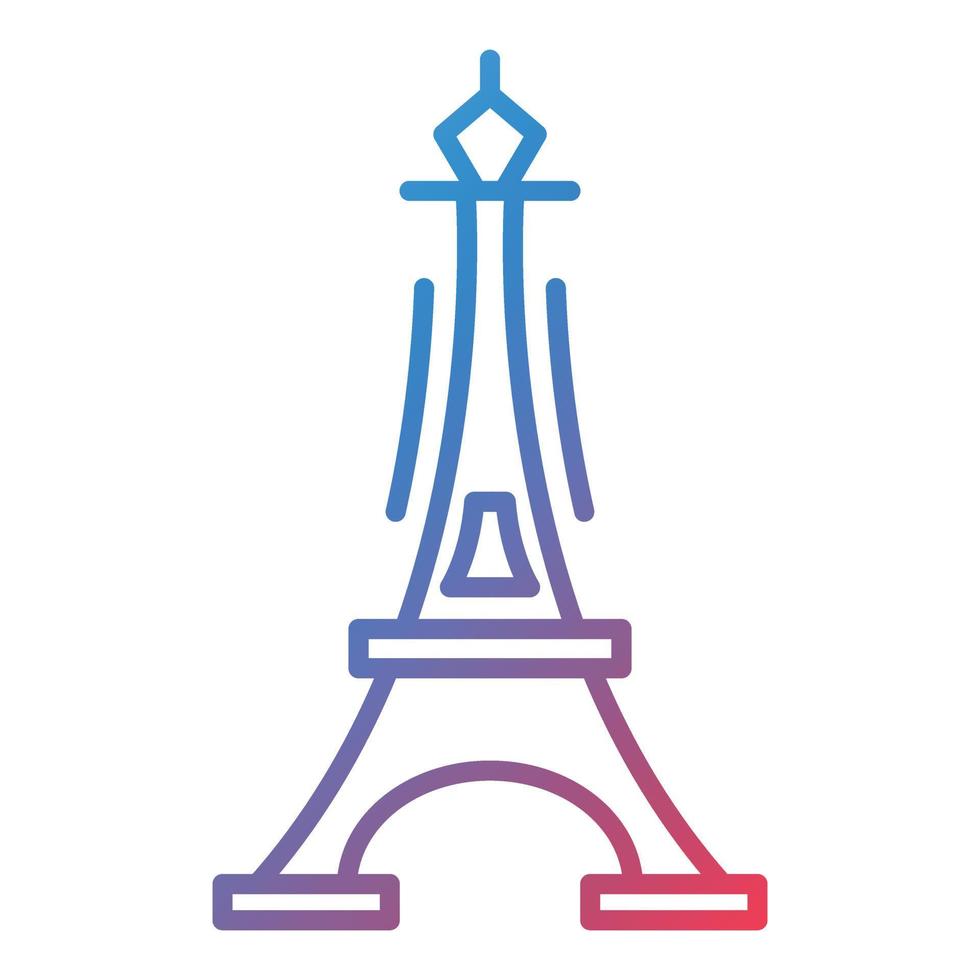 icono de gradiente de línea de torre eiffel vector