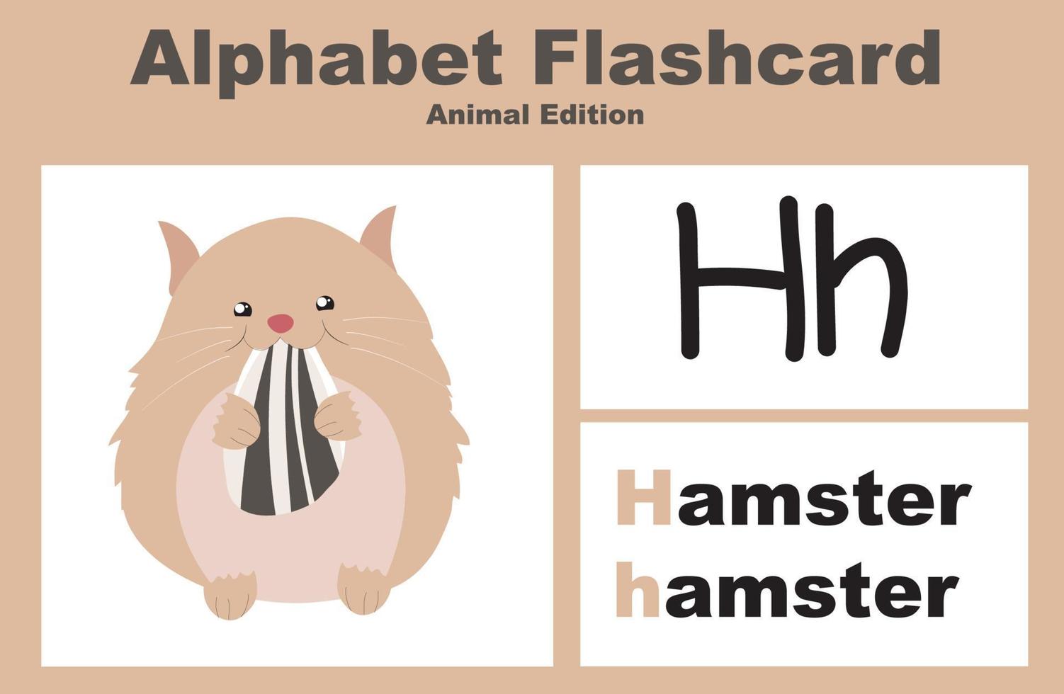 conjunto de vectores alfabeto flashcard con tema animal. hoja de trabajo imprimible educativa. lindo tema de hoja de trabajo de animales. ilustraciones vectoriales.