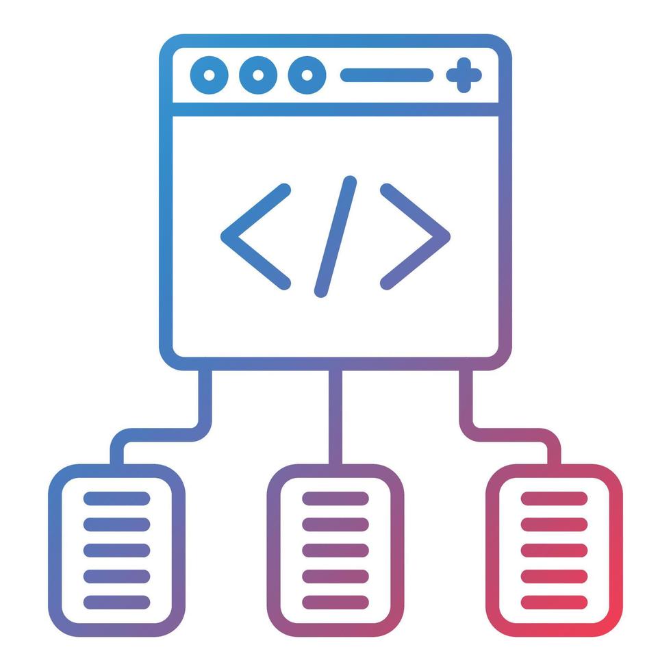 Code Framework Line Gradient Icon vector