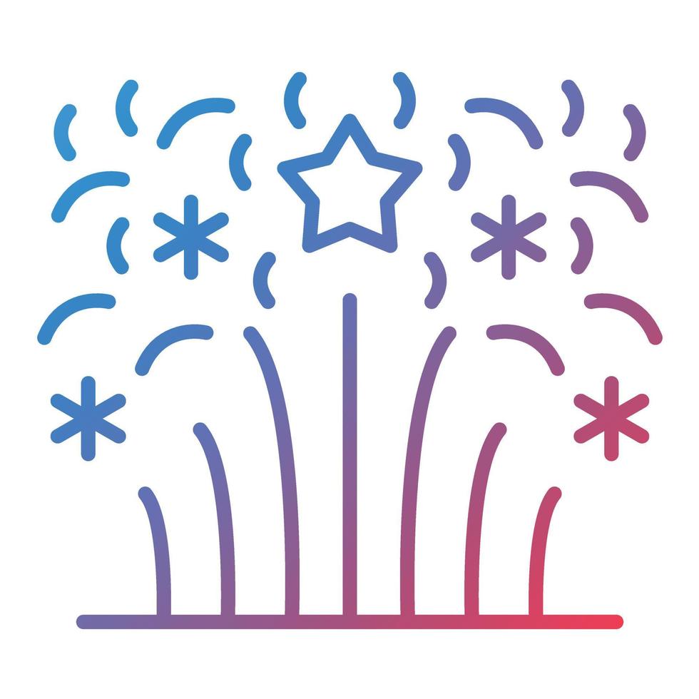 icono de gradiente de línea de fuegos artificiales vector