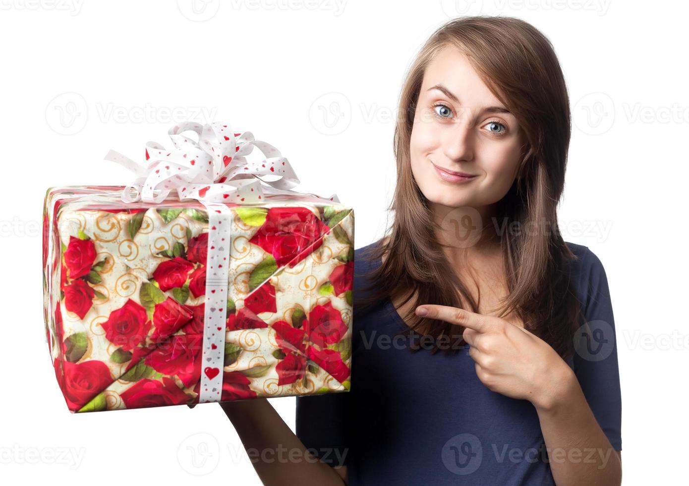 woman holding a gift box photo