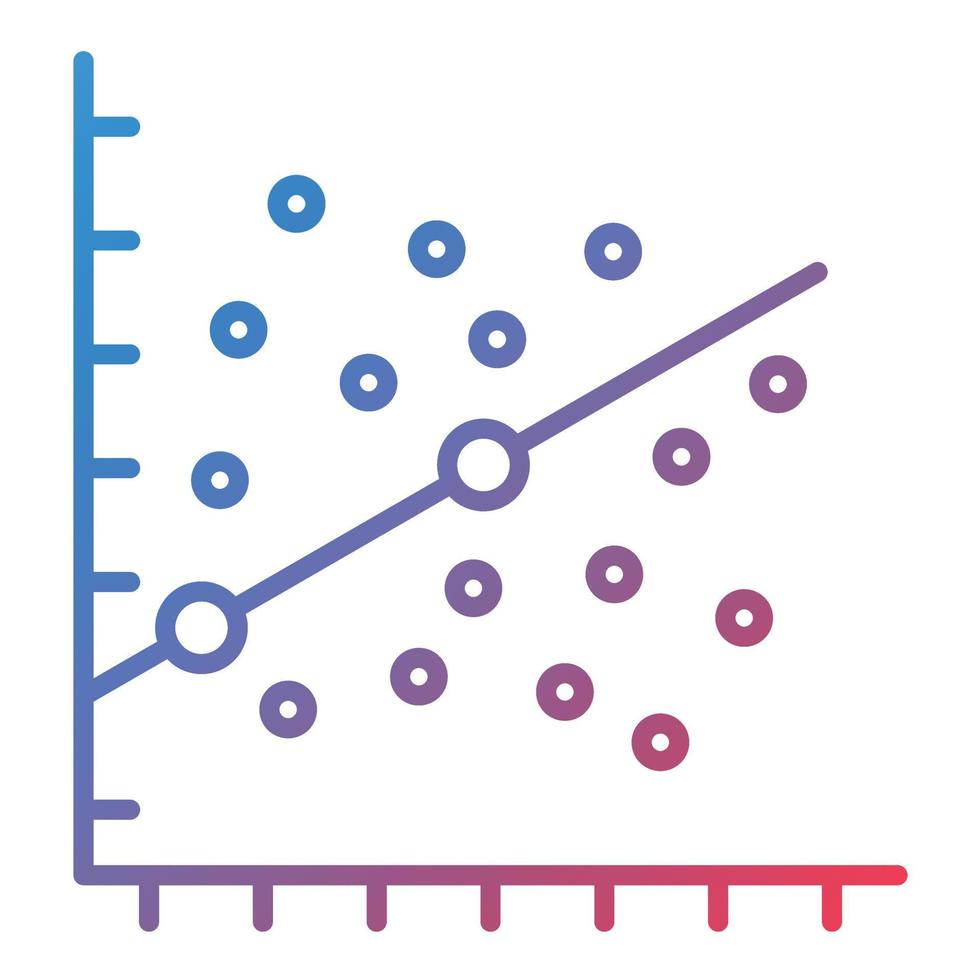 icono de gradiente de línea de diagrama de dispersión vector