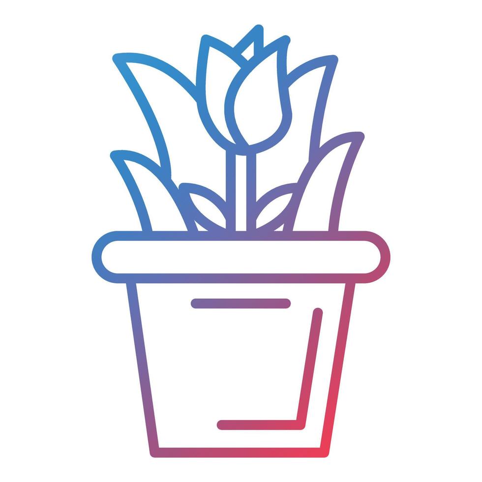 Flower Pot Line Gradient Icon vector