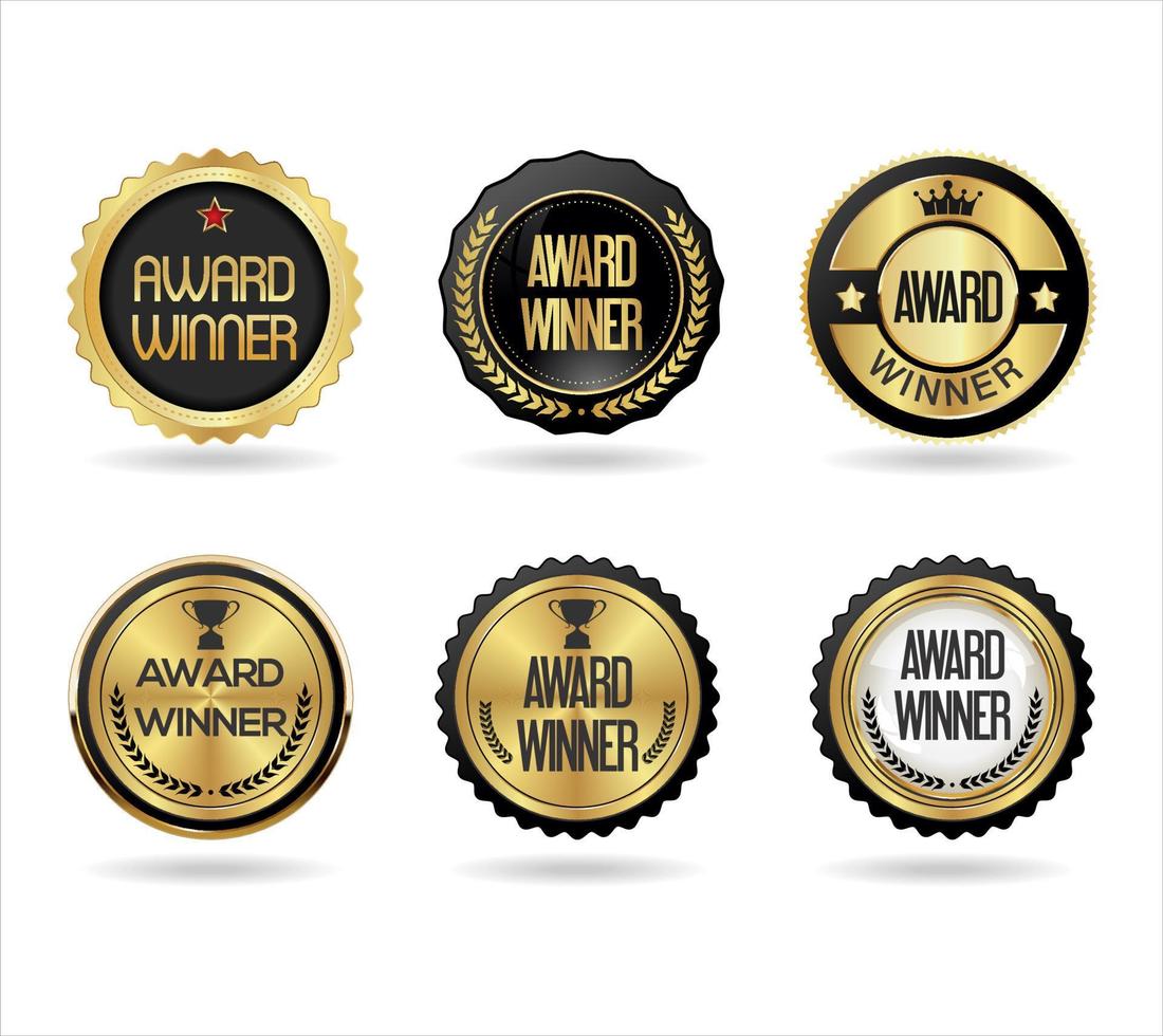 Award Winner emblem collection of golden badge on white background vector