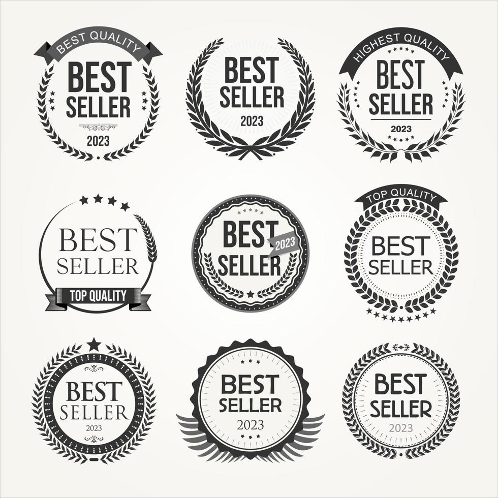 Collection of best seller high and premium quality icon design with laurel wreath logo isolated on white background vector