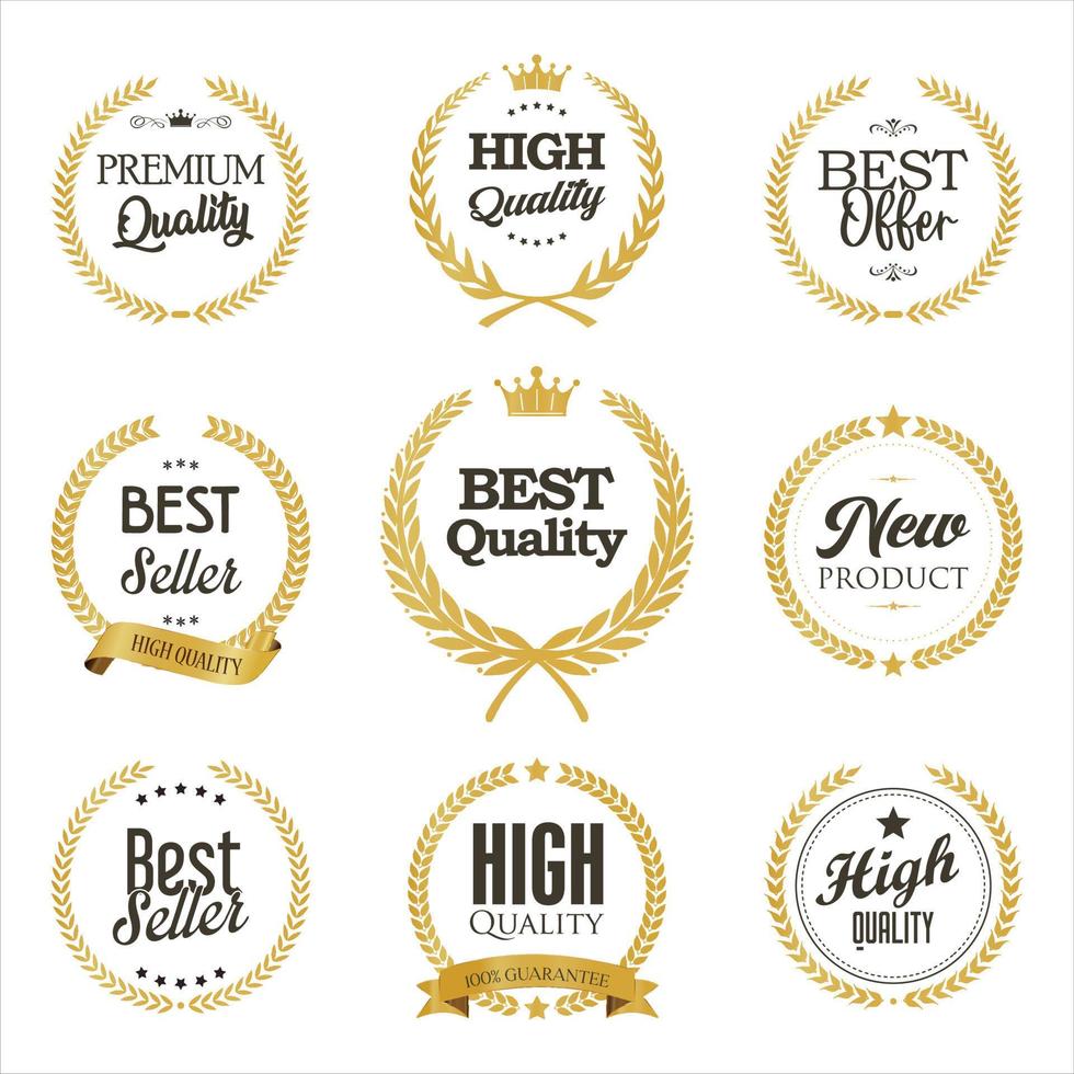 Collection of best seller high and premium quality icon design with laurel wreath logo isolated on white background vector