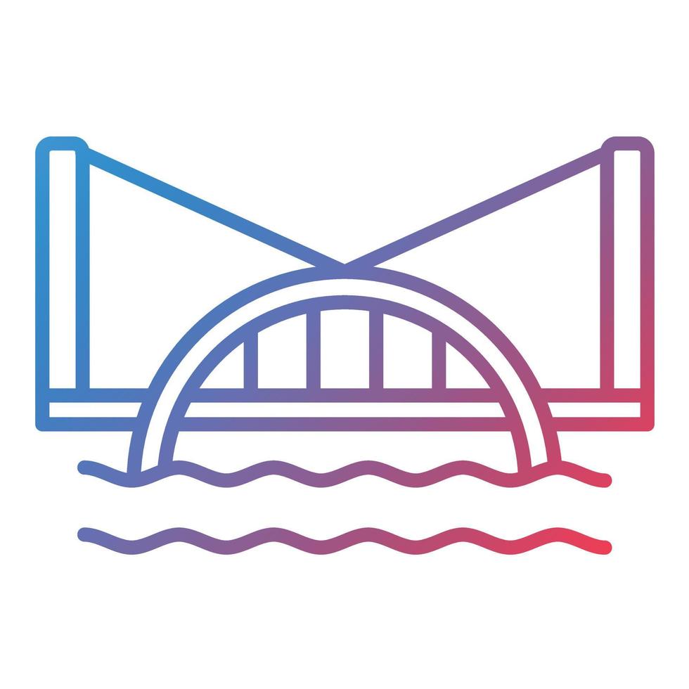 icono de gradiente de línea de puente de agua vector