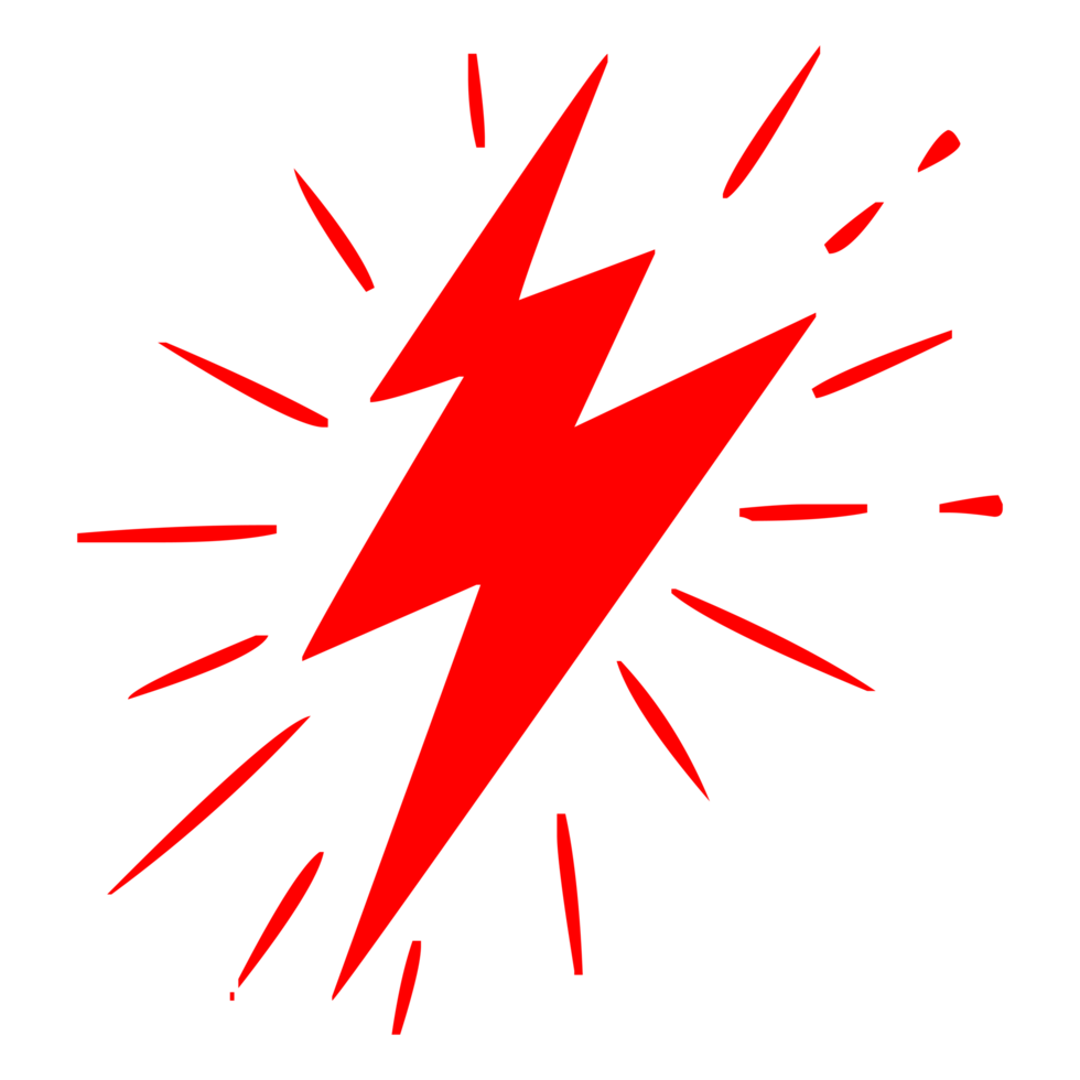 Lightening Thunder Electric Sign on Transparent Background png