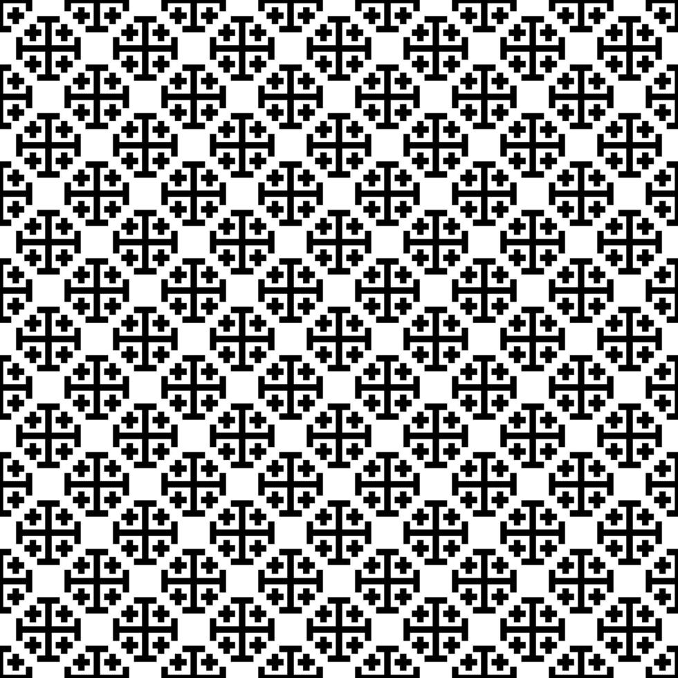 Monochrome cross seamless pattern. Black white vector illustration