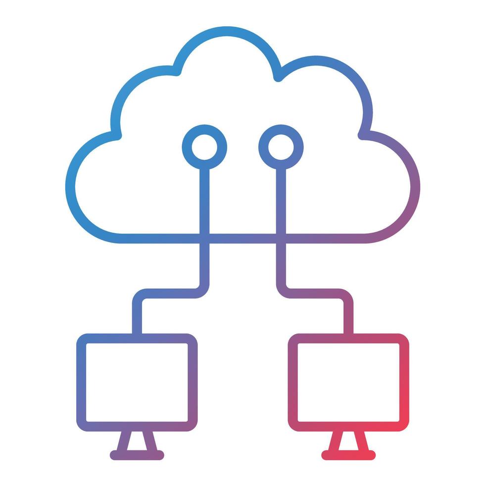 icono de gradiente de línea de redes en la nube vector