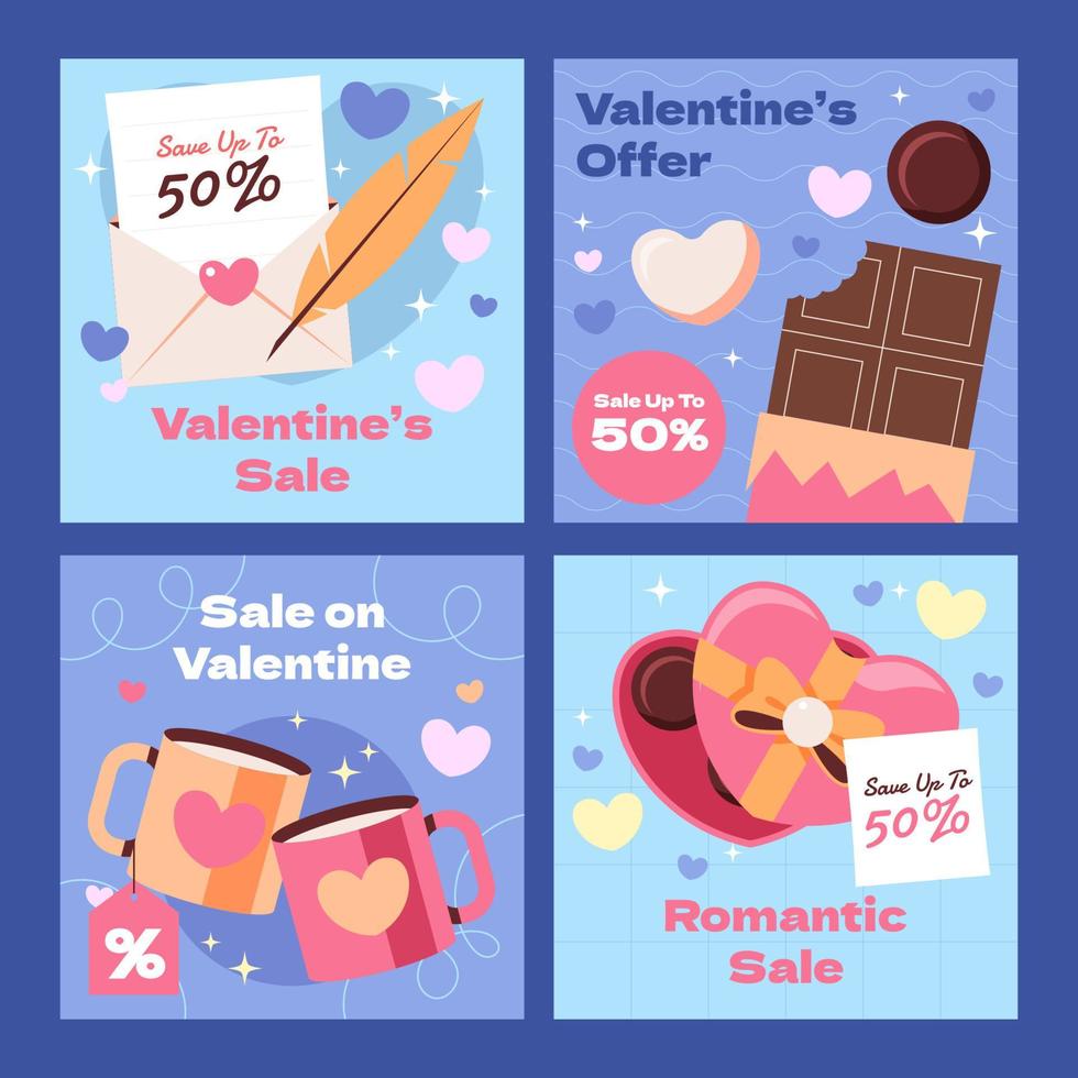 publicación plana del día de san valentín vector