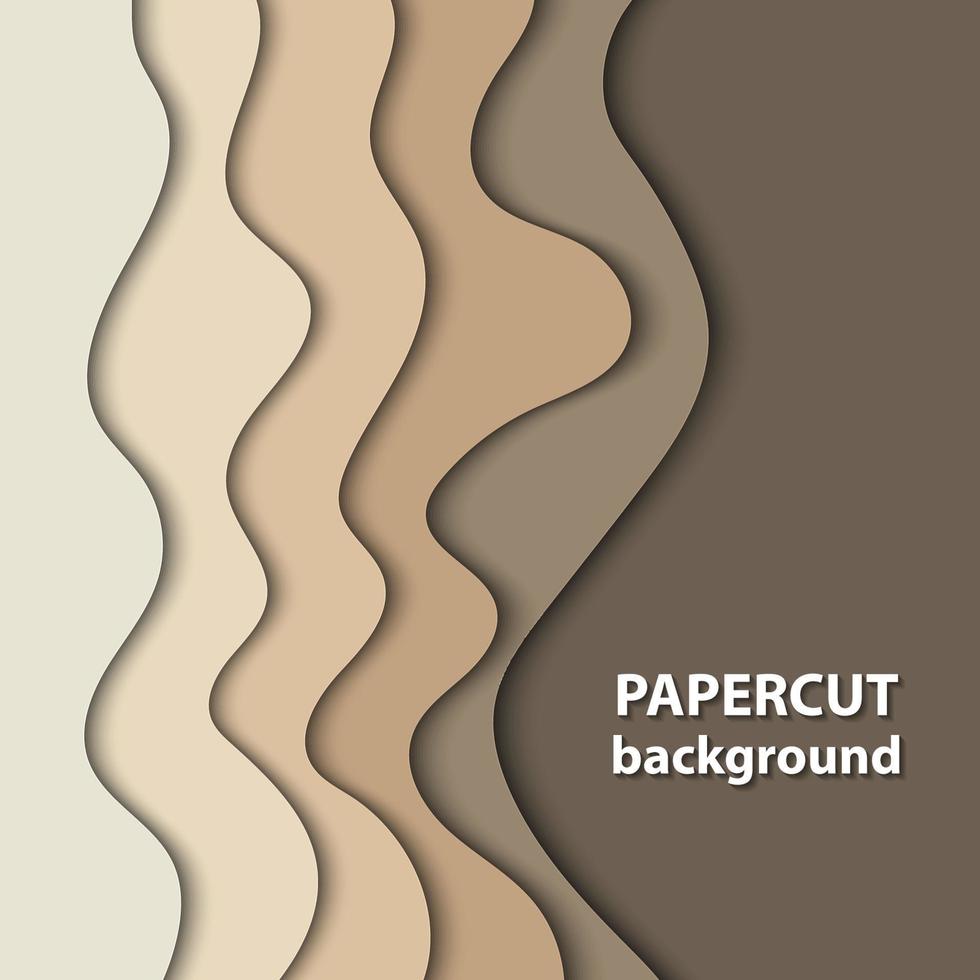 Vector background with brown and beige color paper cut shapes. 3D abstract paper art style, design layout for business presentations, flyers, posters, prints, decoration, cards, brochure cover.