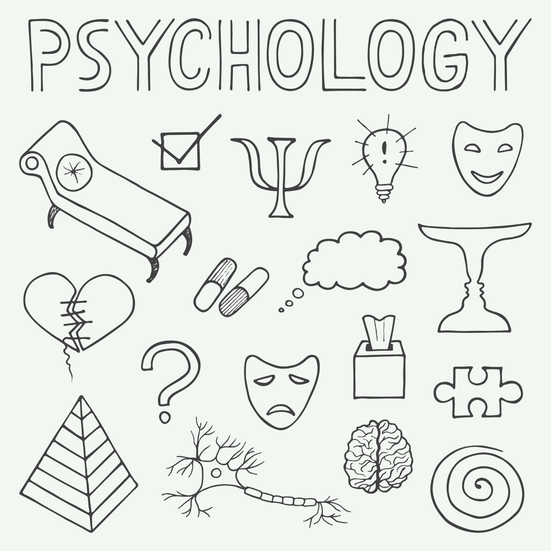 Psychology hand drawn doodle set and typography 18722448 Vector Art at