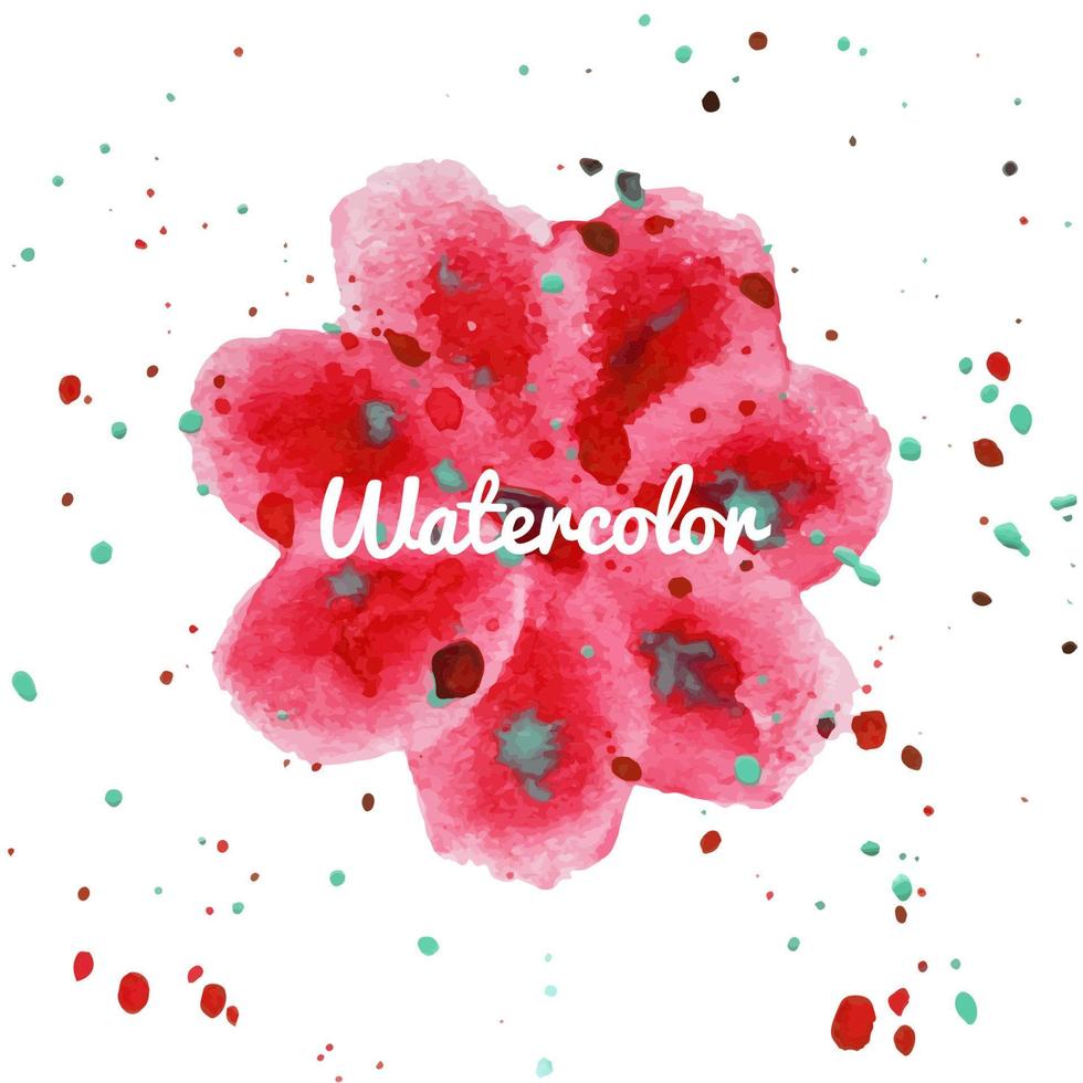 Pink flower splash watercolor hand drawn background vector