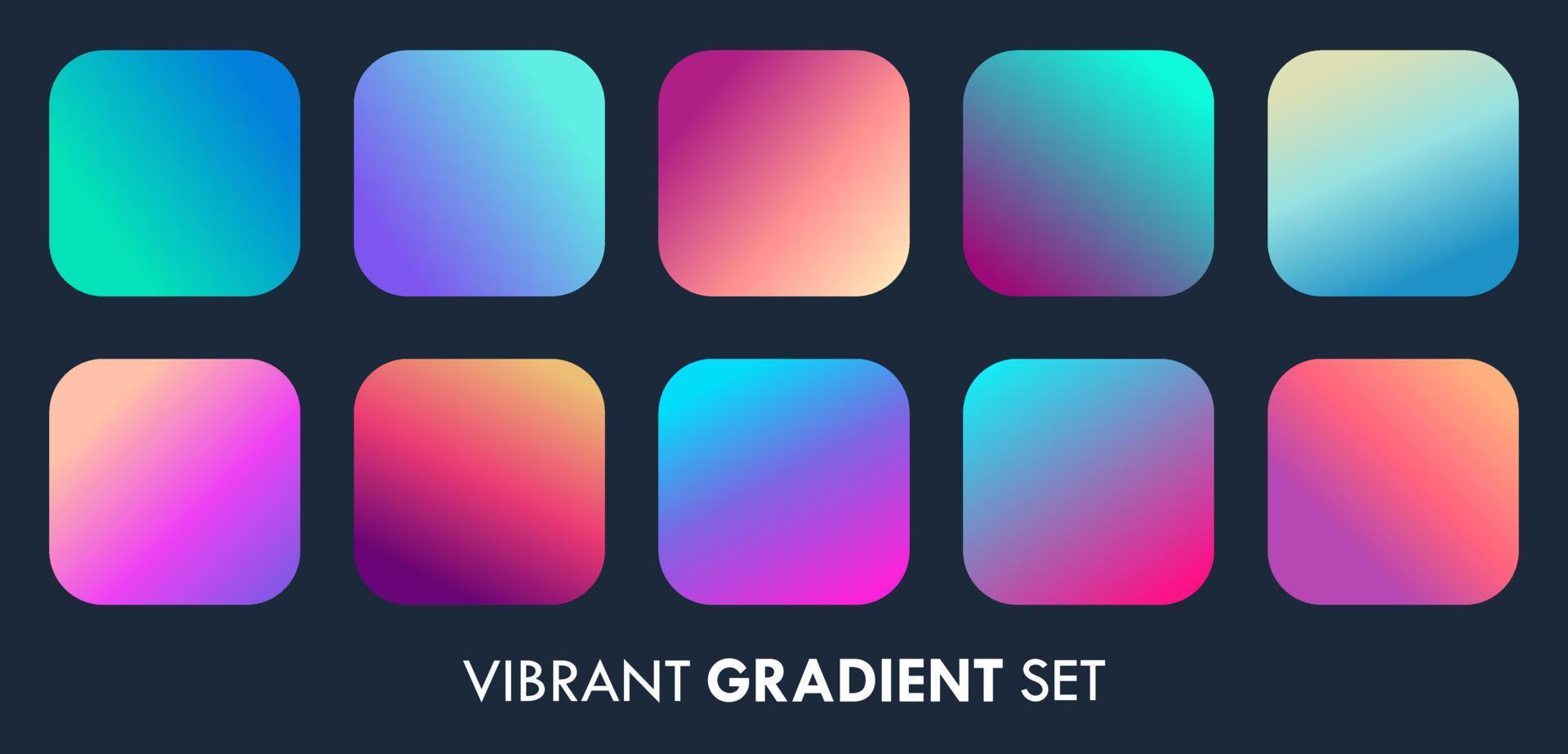 Colorful Vibrant Gradient Designs Vector Background Set