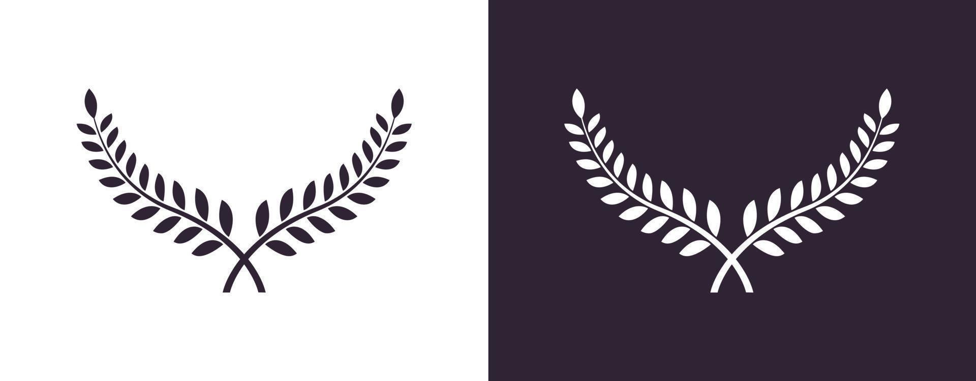 Laurel Wreath Leaf Feather Victory Celebration Symbol Isolated Vector Icon Illustration