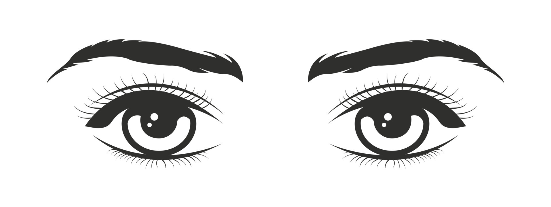 Female Beautiful Eyes Black Drawing Isolated Vector Illustration