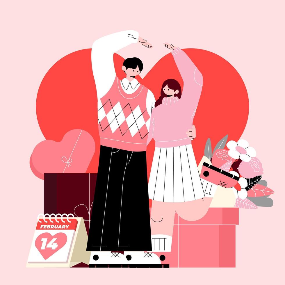 trendy vector valentines day illustration love sign couple cute human relations love cartoon flat vector illustration