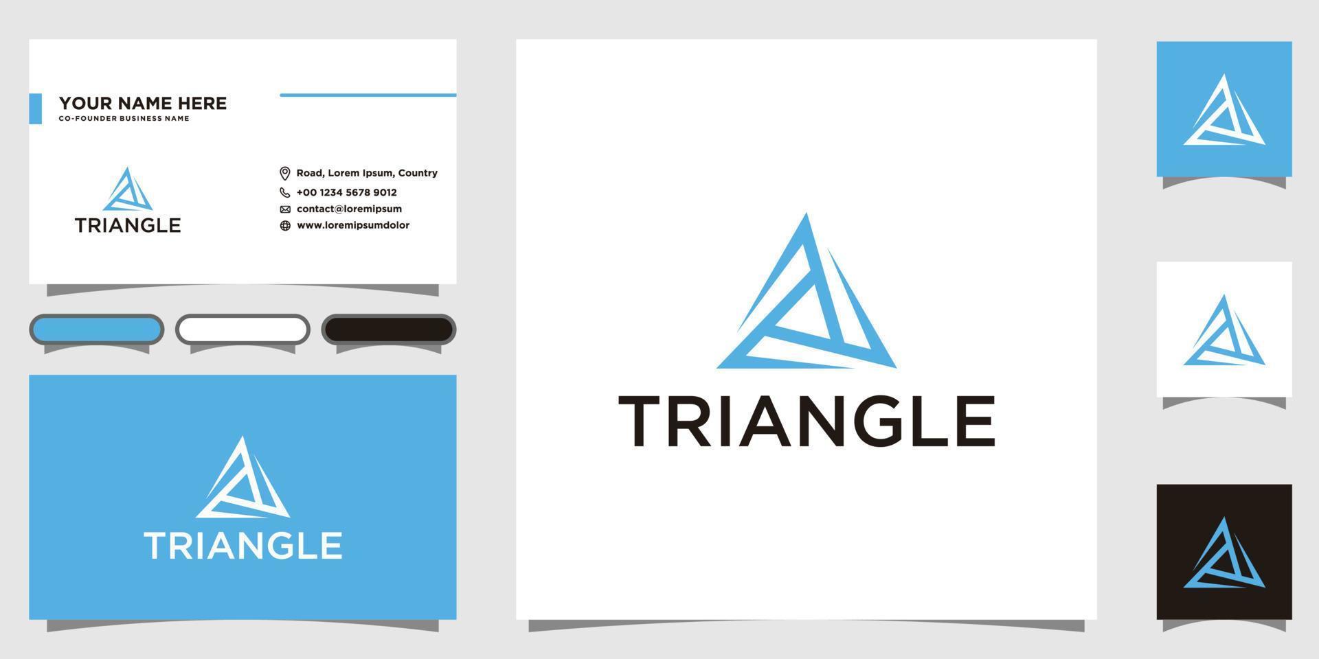 diseño de logotipo de triángulo abstracto y tamplate de tarjeta de visita vector