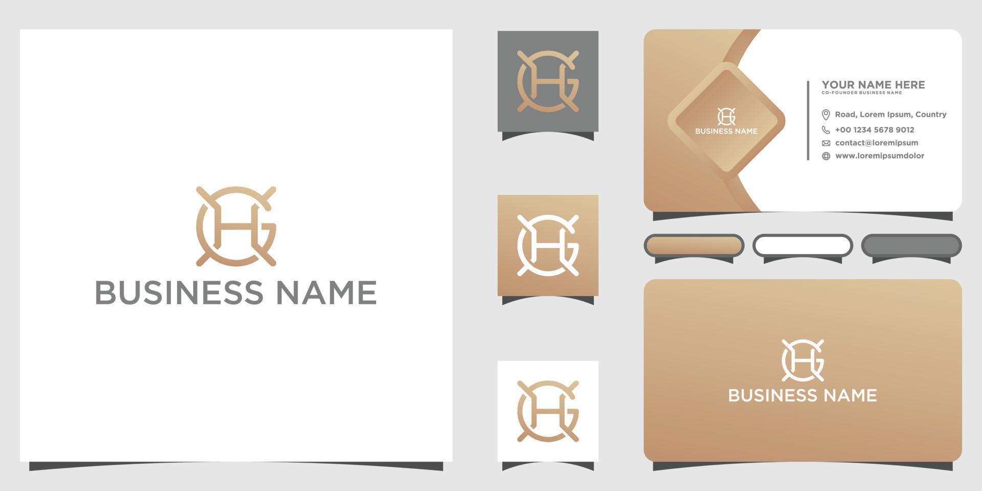 Initial hg or gh logo design vector template with business card design