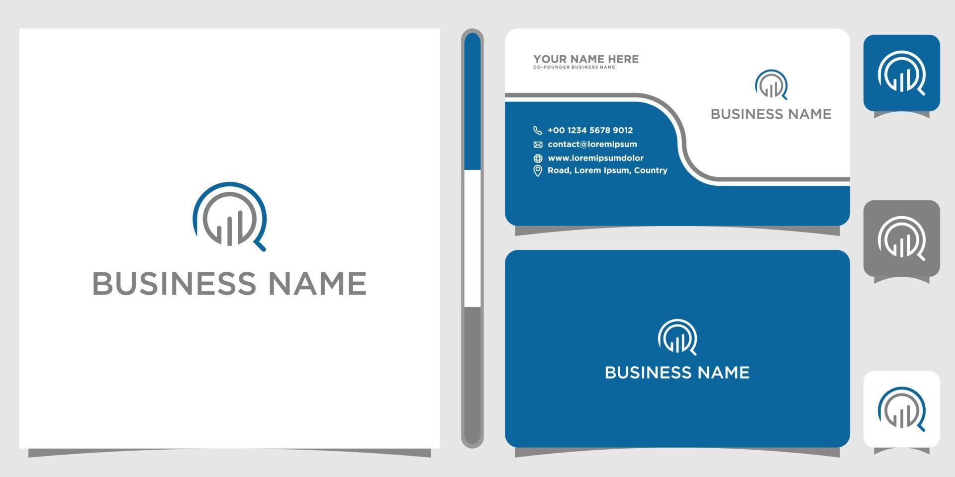 monogram search invest logo and business card vector