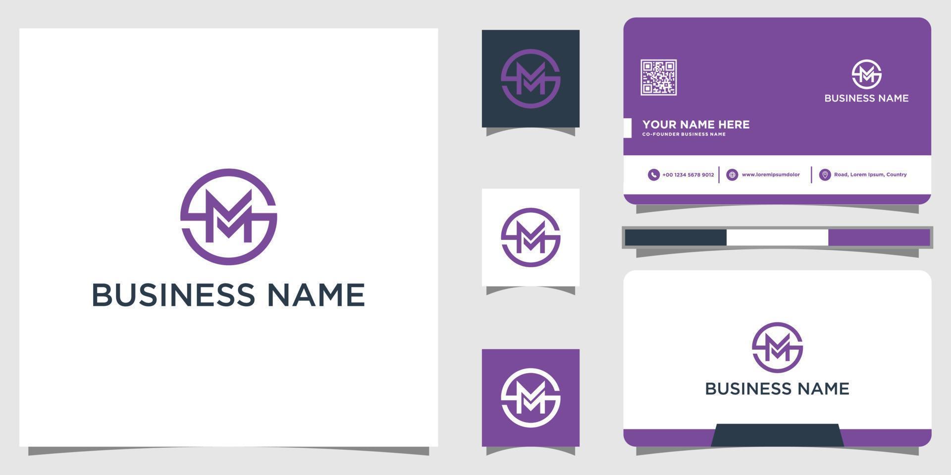 letra sm o ms con vector de diseño de logotipo circular con diseño de tarjeta de visita