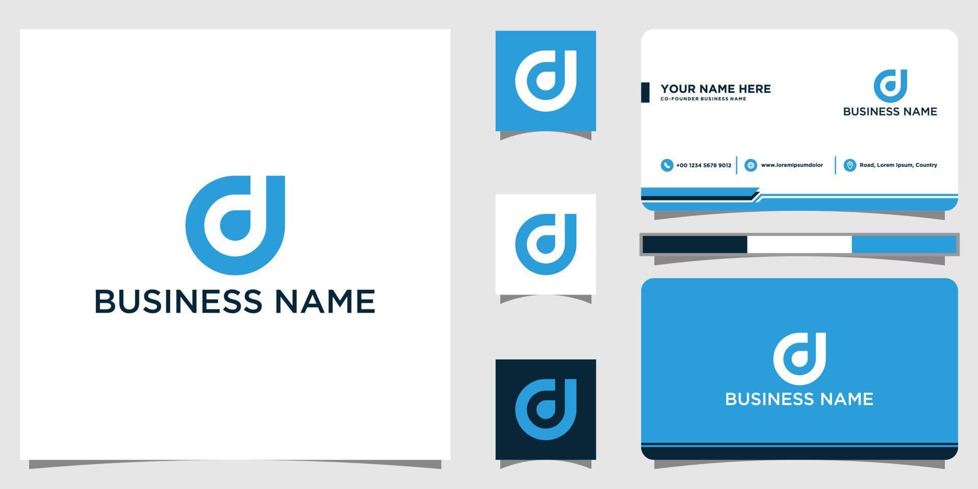 Letter d monogram logo with business card design vector