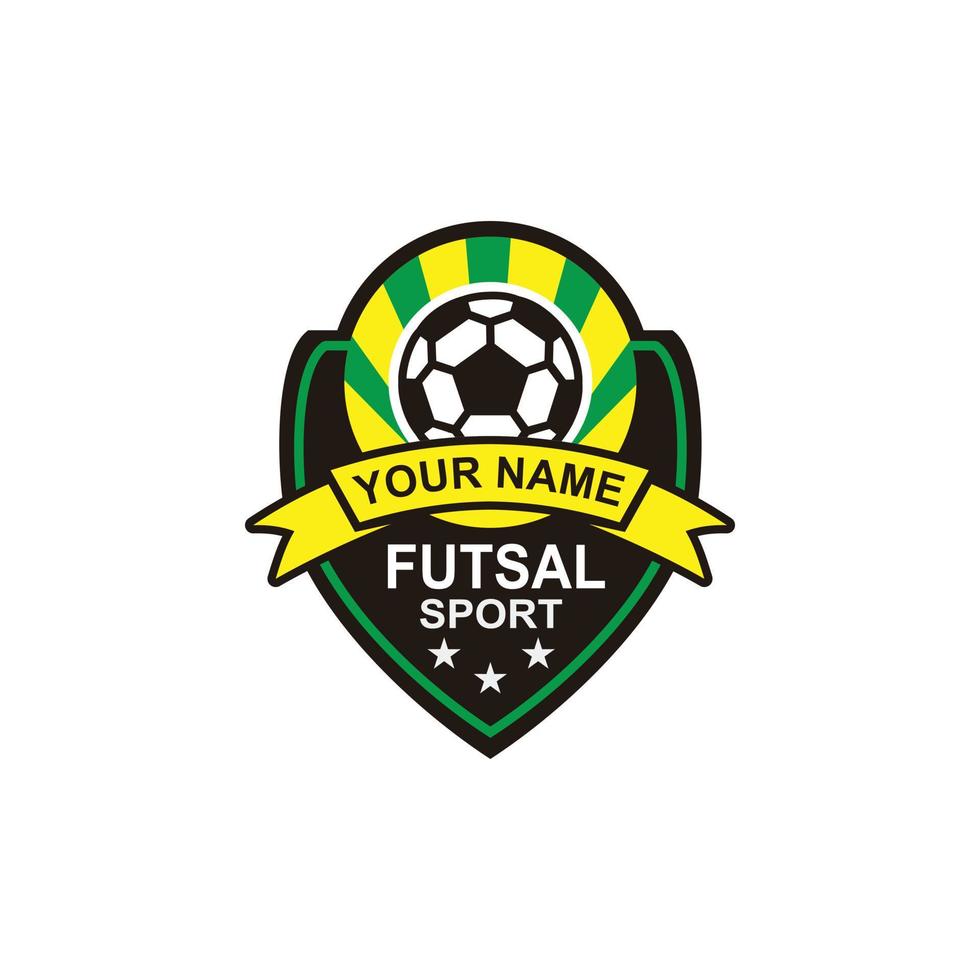 Futsal badge shield logo soccer ball team game club elements Vector Logo Illustration