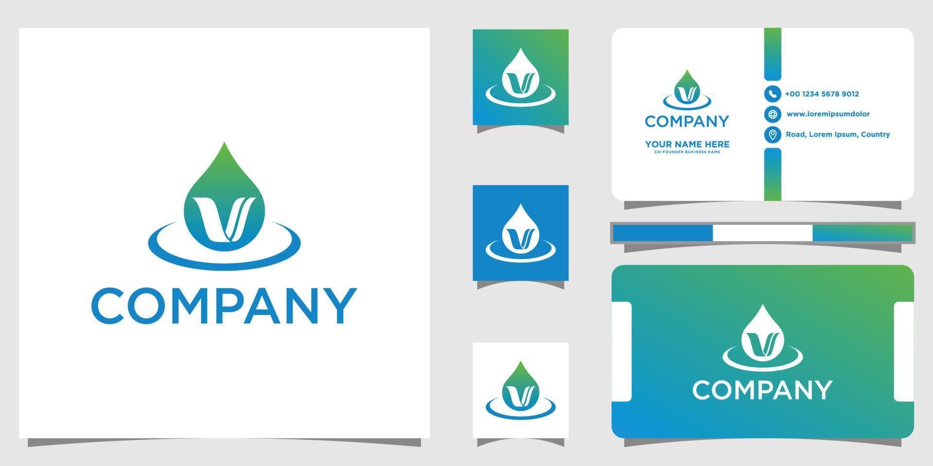 v drop logo tiene un estilo lujoso, único, simple e inteligente. diseño de logotipo y tarjeta de visita. vector