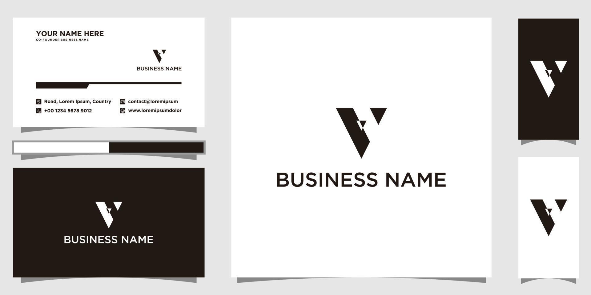 letter V VV minimalist art monogram arrow shape logo with business card template vector