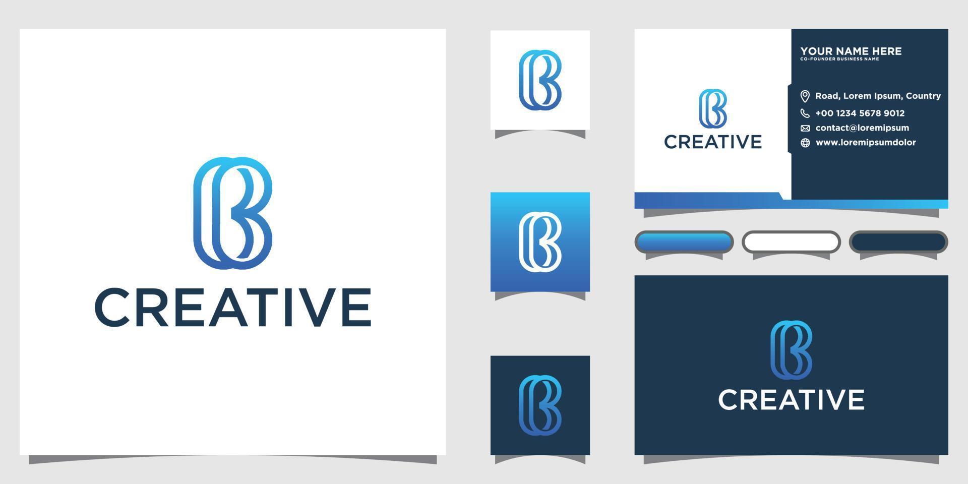 plantilla de diseño de logotipo y tarjeta de visita de letra b vector