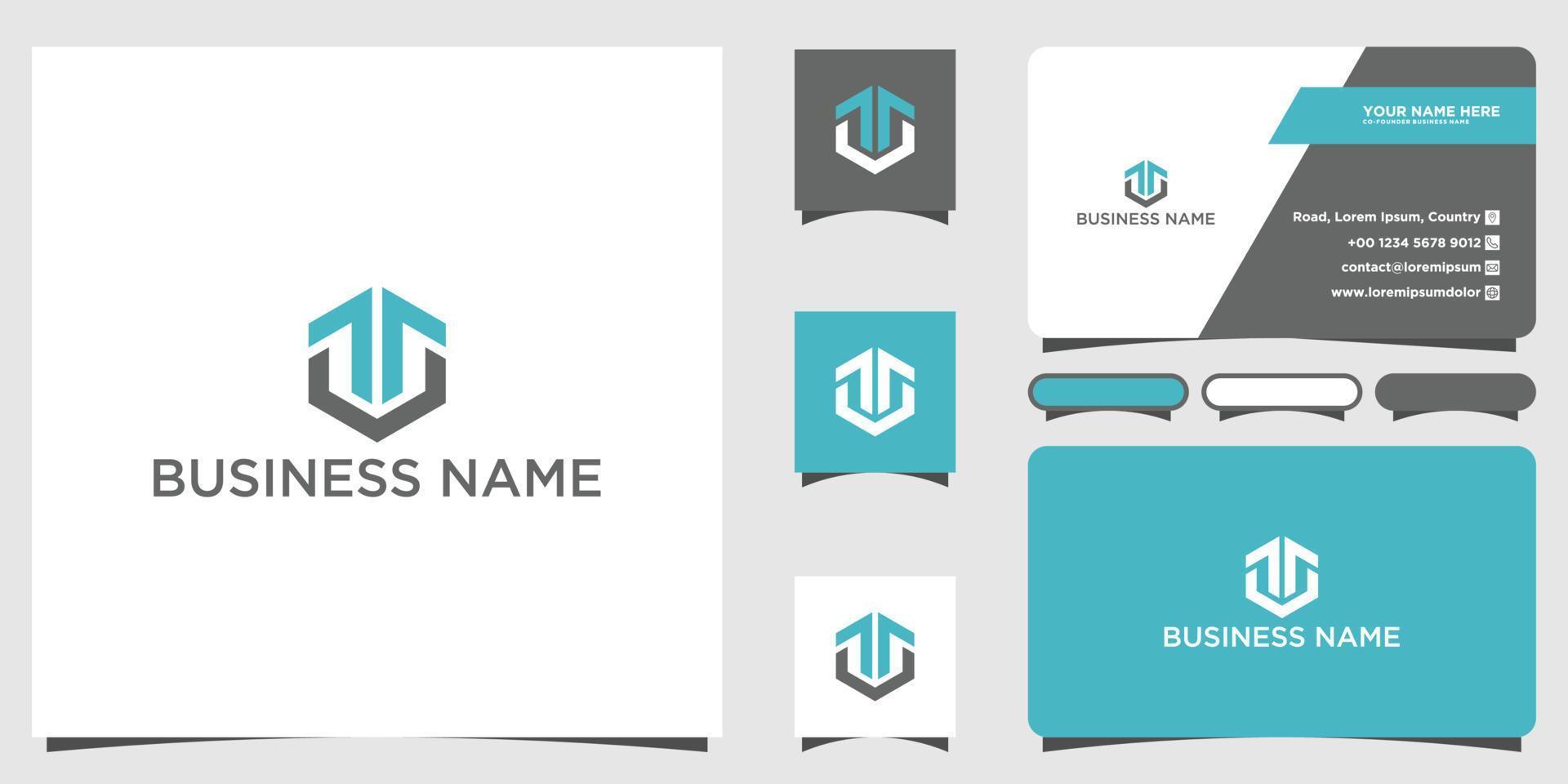 Letter T V monogram business grow up logo design with business card template. vector