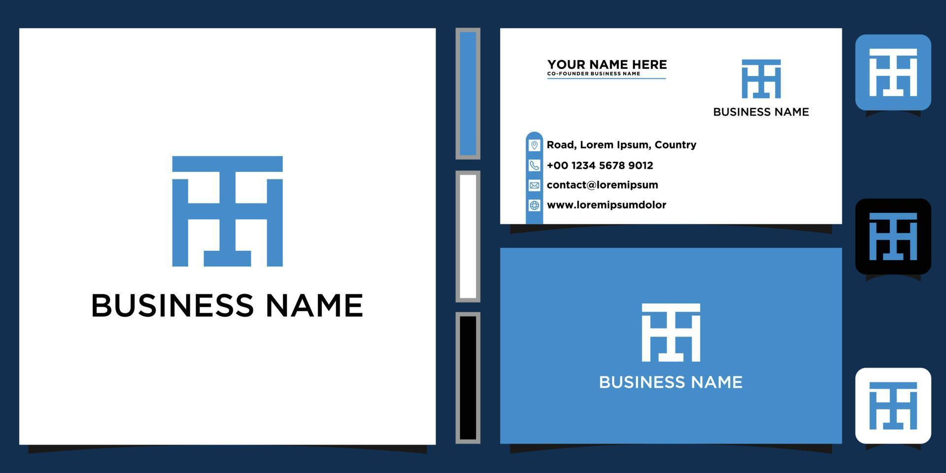 Letter H TH or HT monogram logo with business card design vector