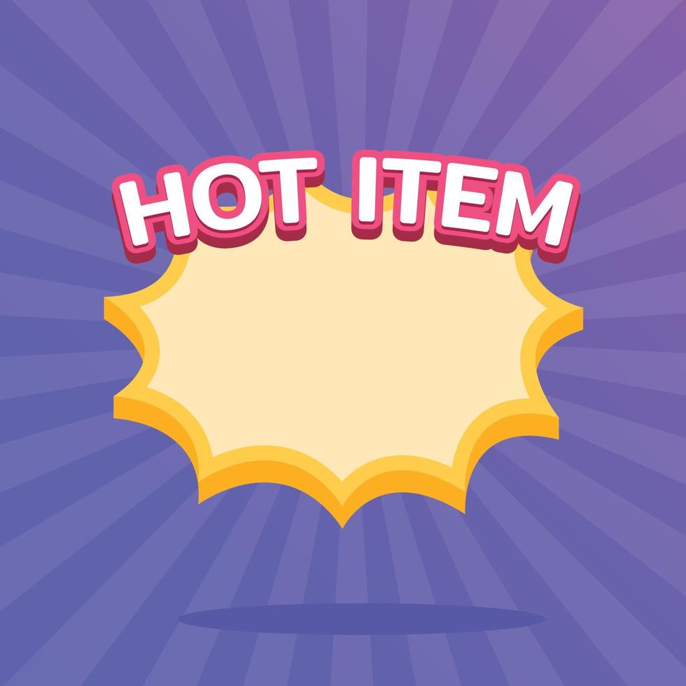 Hot item, starburst label, shopping font, Promotion label sale, promotion discount banner templates vector