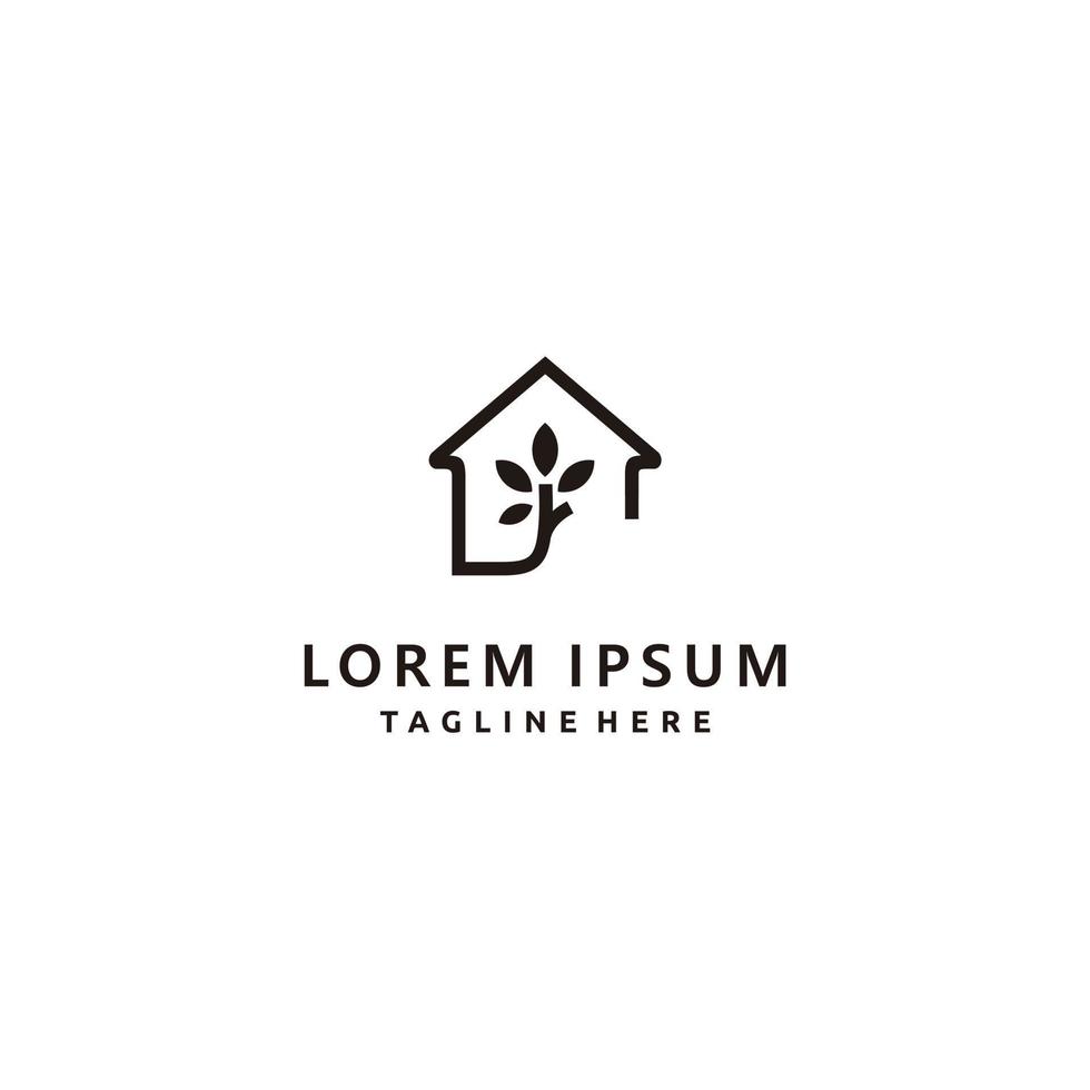 Home garden farm logo design linear style. Vector illustration.