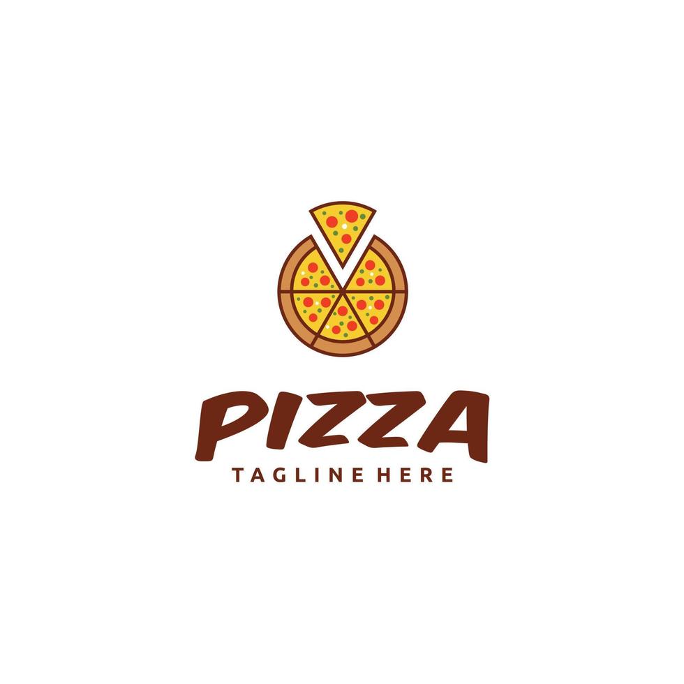 Pizza logo template. Fast food vector design. Illustration of bakery products