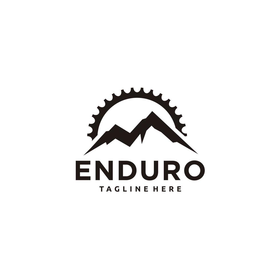 Mountain bike cycle enduro logo design gear chain combination vector