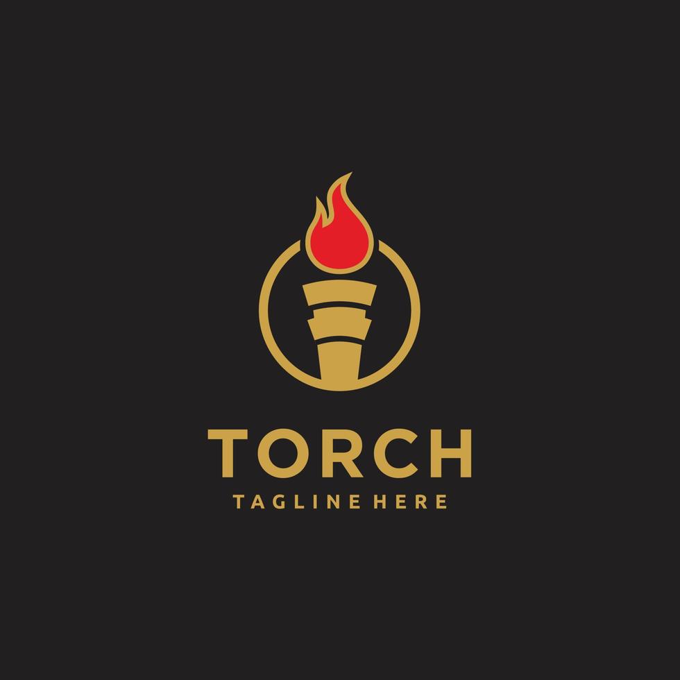 Torch circle gold minimalist logo design inspiration vector