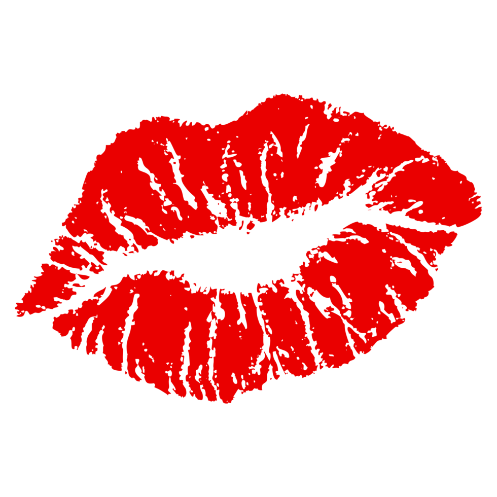 Lippenstift-Kussdruck auf transparentem Hintergrund png