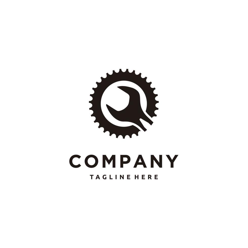 Gear wrench spanner logo design icon vector
