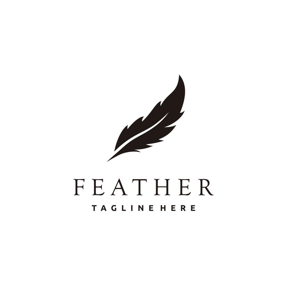 Feather quill icon logo design classic stationery illustration vector