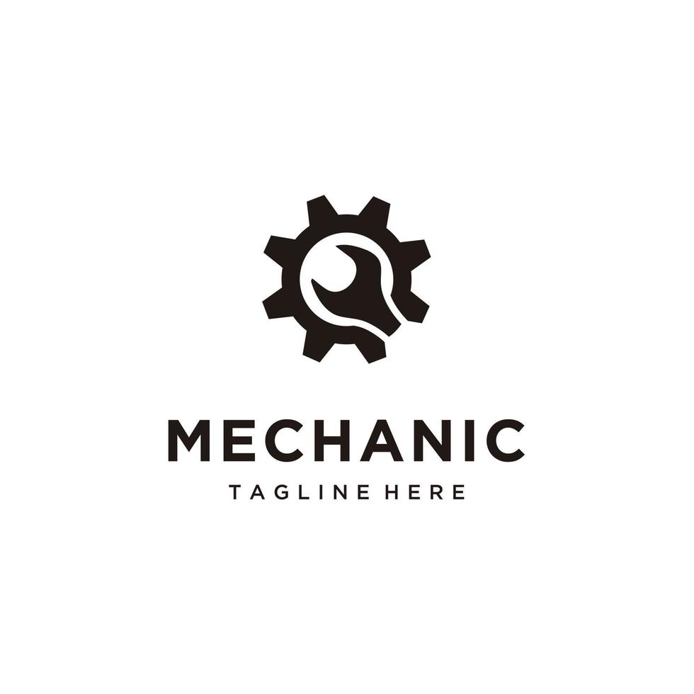 Gear wrench spanner logo design icon vector