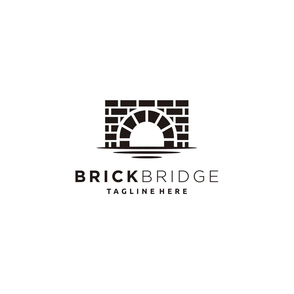 Simple Canal Waterway Brick Bridge Logo Design vector
