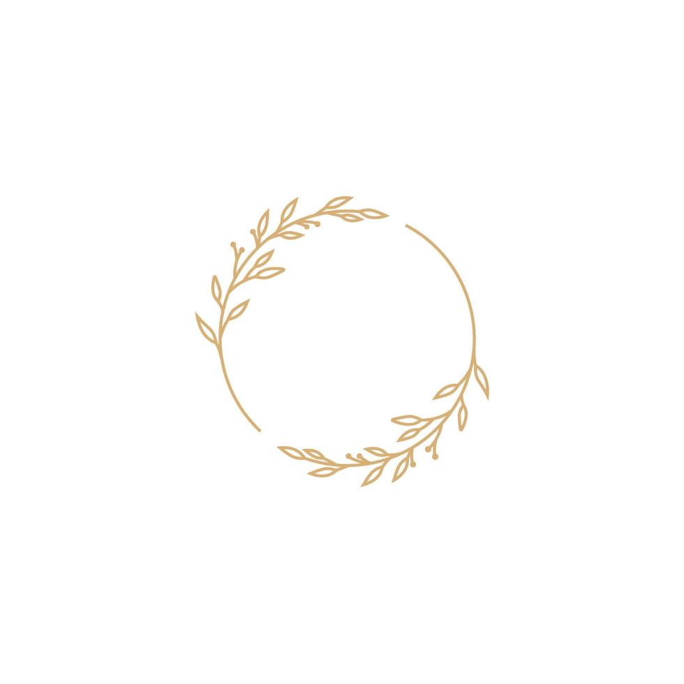 plantilla de logotipo floral vectorial en un estilo elegante y minimalista con color dorado en la ilustración de fondo gris. logotipos de marcos circulares. para insignias, etiquetas, logotipos e identidad comercial de marca. vector