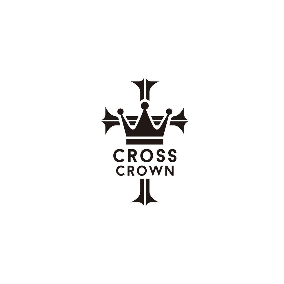 vector de diseño de logotipo de cruz y corona