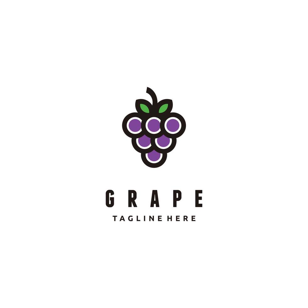 diseño de logotipo minimalista de fruta de uva inspiración de color púrpura vector