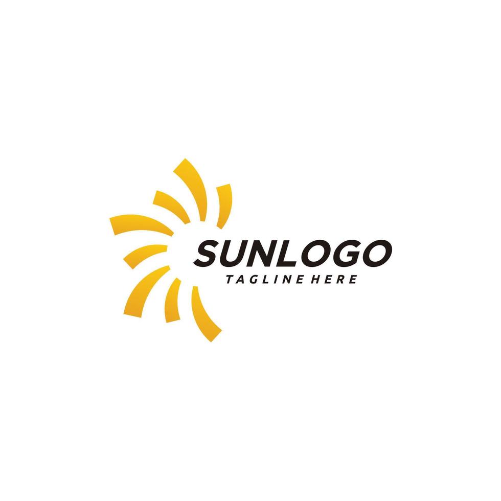 Abstract sun logo design vector with circle shine bright template