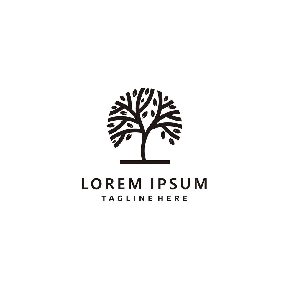 Life tree minimalist logo circle vector icon design