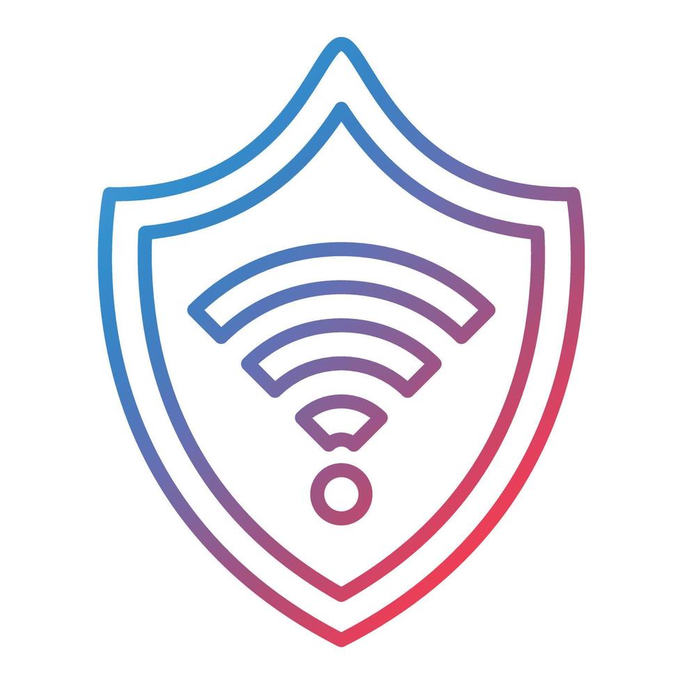 icono de gradiente de línea de seguridad wifi vector