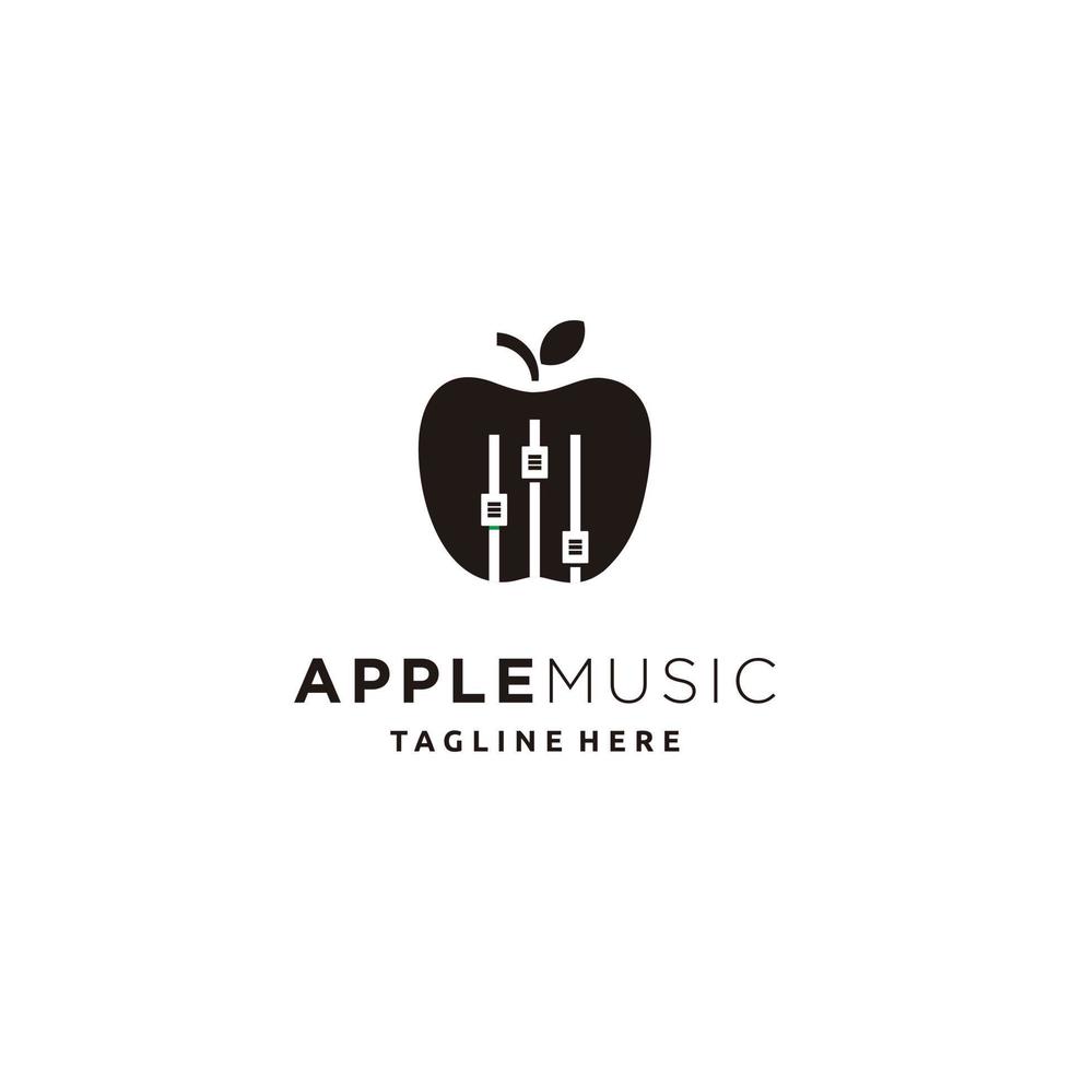 Apple silhouette music nature fruit food logo design icon vector